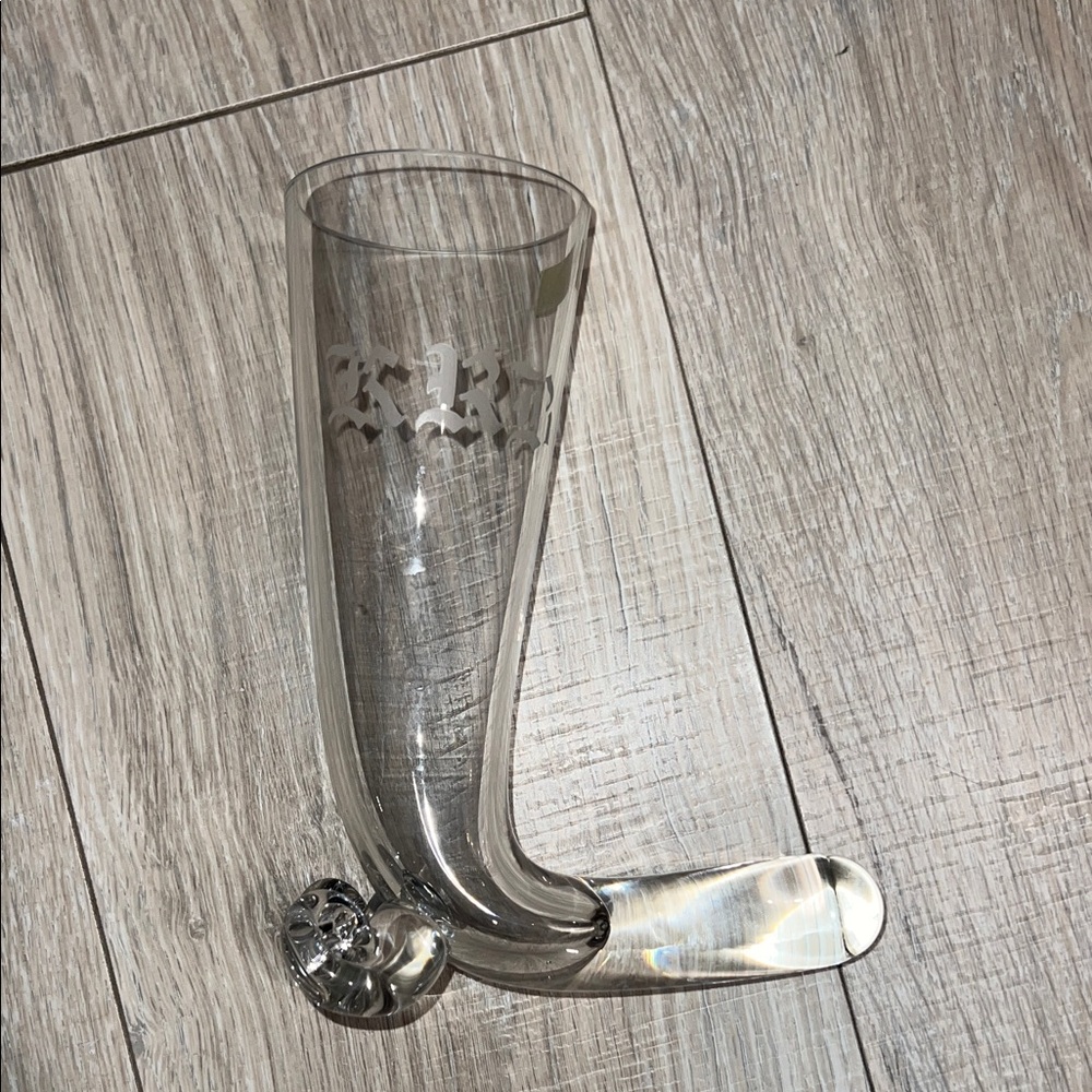 Vintage hand blown Clear Glass Boot-Shaped horn Glass